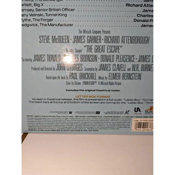 The Great escape and Bullet laserdisc Steve Mc Queen Bundle Untested - Picture 6 of 7